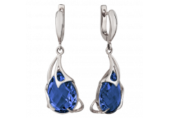 Серебряные cерьги висячие с ситаллом