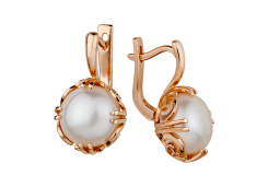 Золотые cерьги классические с жемчугом