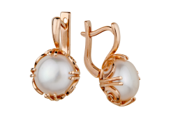 Золотые cерьги классические с жемчугом
