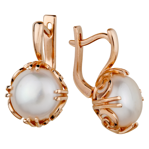 Золотые cерьги классические с жемчугом