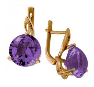 Золотые cерьги классические с александритом