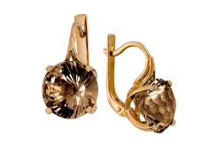 Золотые cерьги с раух-топазом