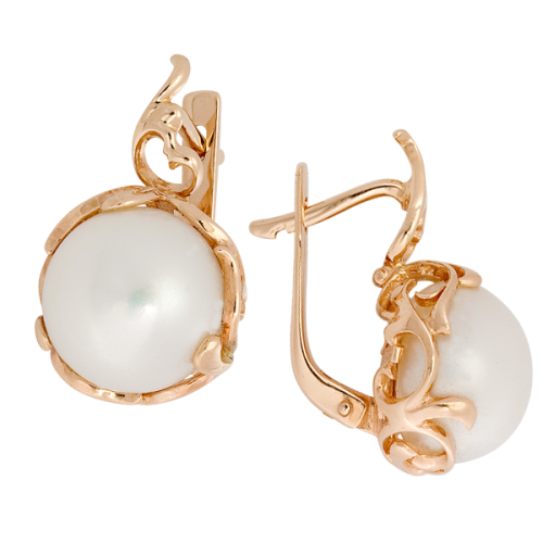 Золотые cерьги классические с жемчугом