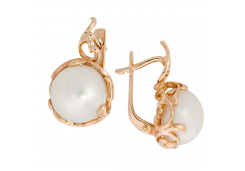 Золотые cерьги классические с жемчугом