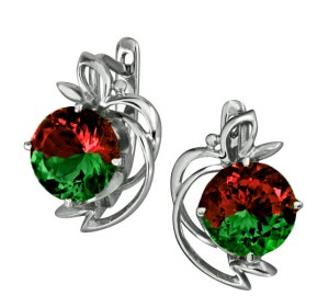 Серебряные cерьги классические с турмалином