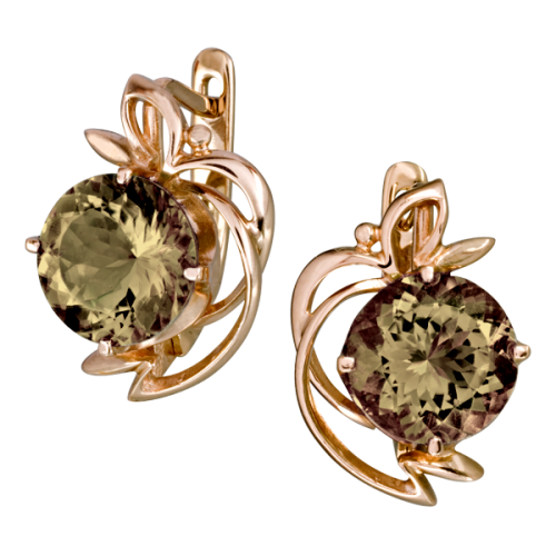 Золотые cерьги классические с ситаллом