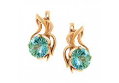 Золотые cерьги классические с аквамарином