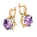 Серьги из желтого золота с аметистом