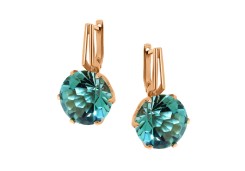 Золотые cерьги с аквамарином