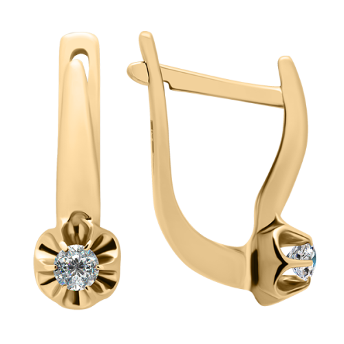 Золотые cерьги с бриллиантом