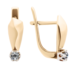 Золотые cерьги с бриллиантом