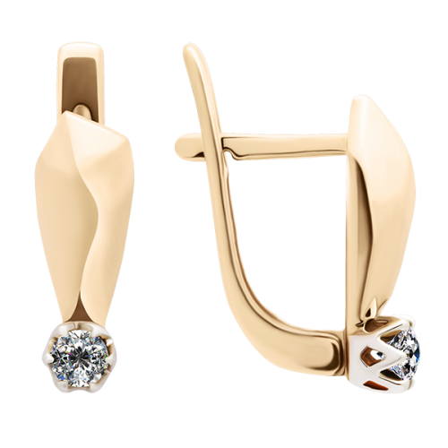 Золотые cерьги с бриллиантом