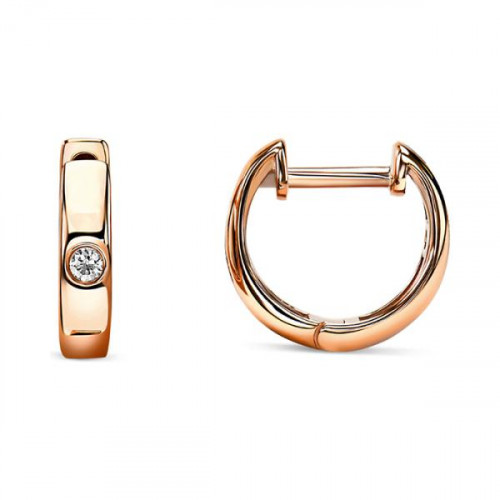 Золотые cерьги классические с бриллиантом