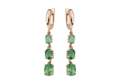 Серьги из красного золота 585 пробы с агатом зеленым