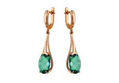 Золотые cерьги висячие с аквамарином