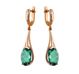 Золотые cерьги висячие с аквамарином