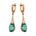 Золотые cерьги висячие с аквамарином