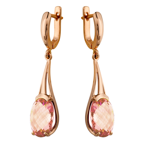 Золотые cерьги висячие с ситаллом