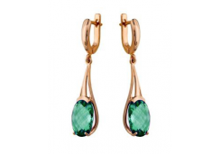 Золотые cерьги висячие с аквамарином