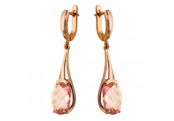 Золотые cерьги висячие с ситаллом