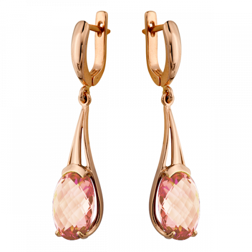 Золотые cерьги висячие с ситаллом