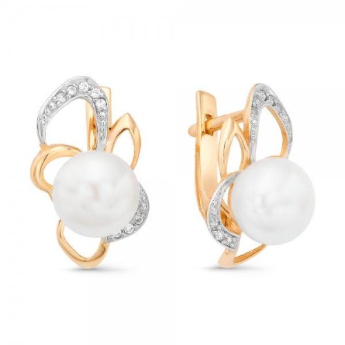 Золотые cерьги классические с жемчугом