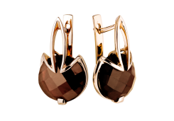 Золотые cерьги с раух-топазом