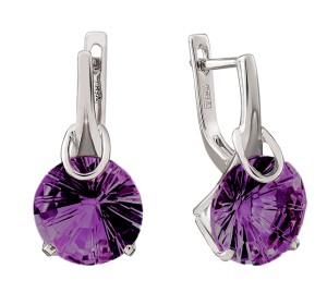 Серебряные cерьги с аметистом