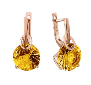 Серьги из желтого золота с цитрином