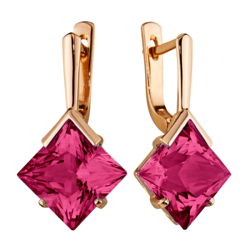 Золотые cерьги с рубином