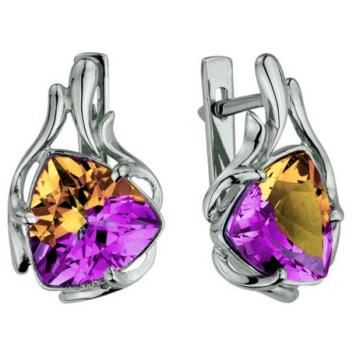 Серебряные cерьги с аметрином