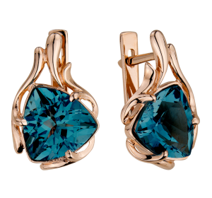 Серьги из желтого золота с ситаллом