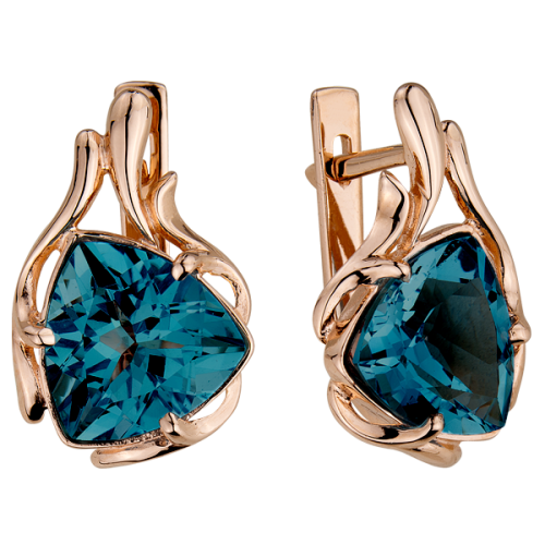 Серьги из желтого золота с ситаллом