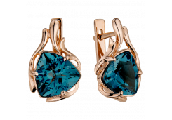 Серьги из желтого золота с ситаллом
