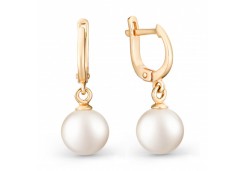 Золотые cерьги висячие с жемчугом