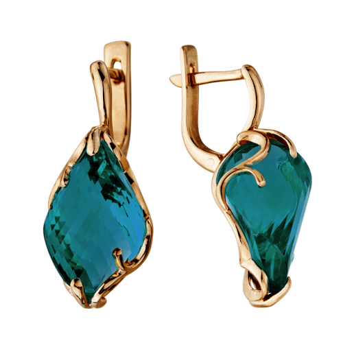 Золотые cерьги с ситаллом