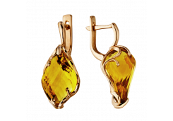 Золотые cерьги с цитрином
