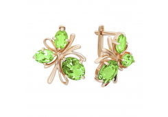 Золотые cерьги классические с хризолитом