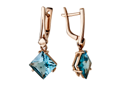 Золотые cерьги висячие с топазом