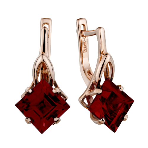 Золотые cерьги с гранатом