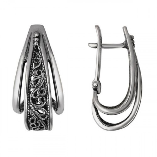 Серебряные cерьги классические с чернением