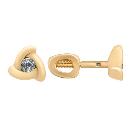 Золотые cерьги пусеты (гвоздики) с бриллиантом