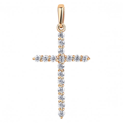 Серебряная подвеска с позолотой с фианитом