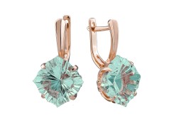 Золотые cерьги с аквамарином
