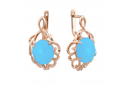 Золотые cерьги классические с бирюзой