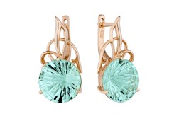 Золотые cерьги с аквамарином