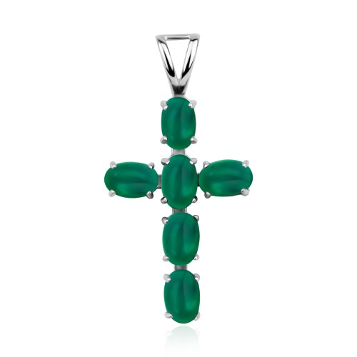 Серебряная подвеска с агатом зеленым