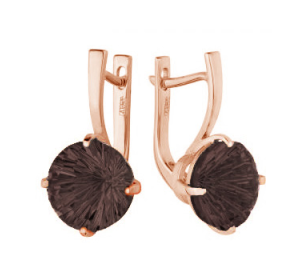 Золотые cерьги с раух-топазом