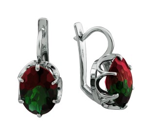Серебряные cерьги с турмалином