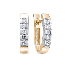 Золотые cерьги с бриллиантом